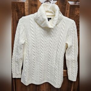 Talbots Cozy Cable Knit Cream Sweater